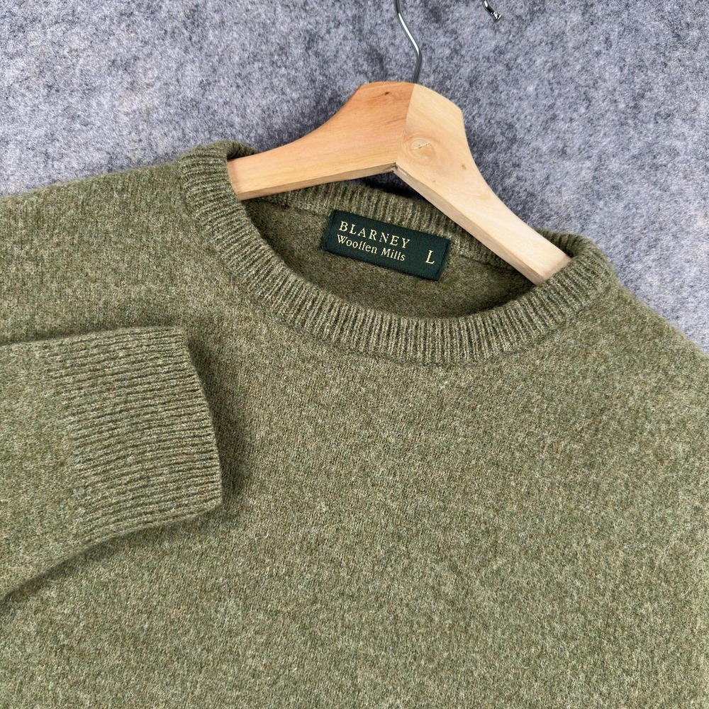 Blarney Woollen Mills Sweater Mens Large Green 100% Lambswool Crewneck Pullover